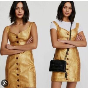 Free People Goldie Genuine Leather Mini Dress: Size 8 NWT ($300)